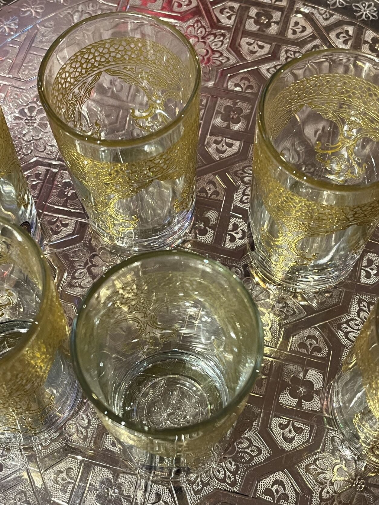 Moroccan gold tea glasses3 tea glasses with gold design