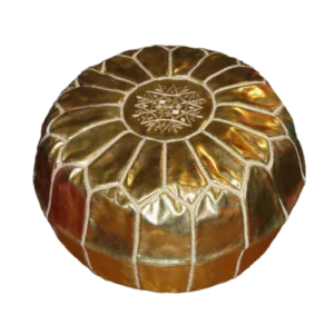 Moroccan gold pouf Gold leather Moroccan pouf