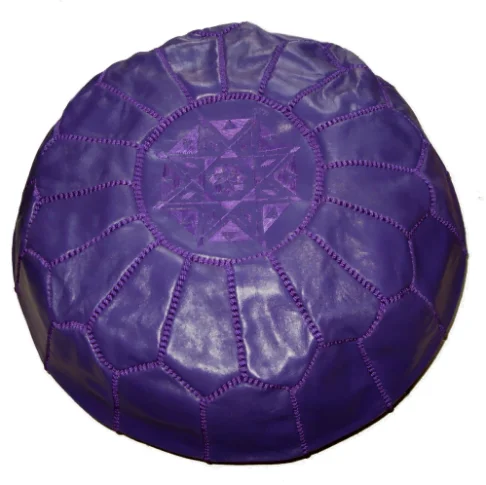 Leather Pouf Purple