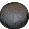 grey leather Moroccan pouf