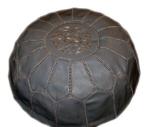 grey leather Moroccan pouf grey leather Moroccan pouf