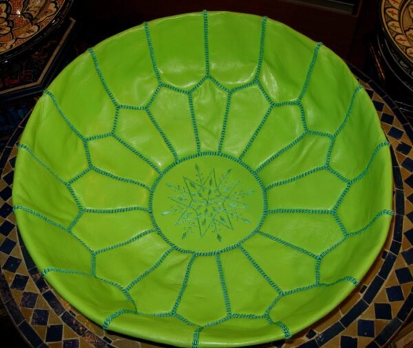 Moroccan green olive pouf