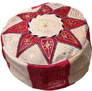 pouf rouge Marocain Moroccan red beige poof