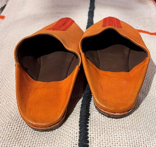 leather Moroccan orange slippers babouche for women