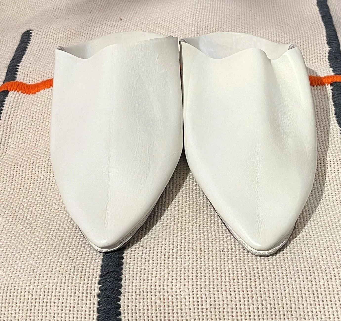Moroccan white slippers