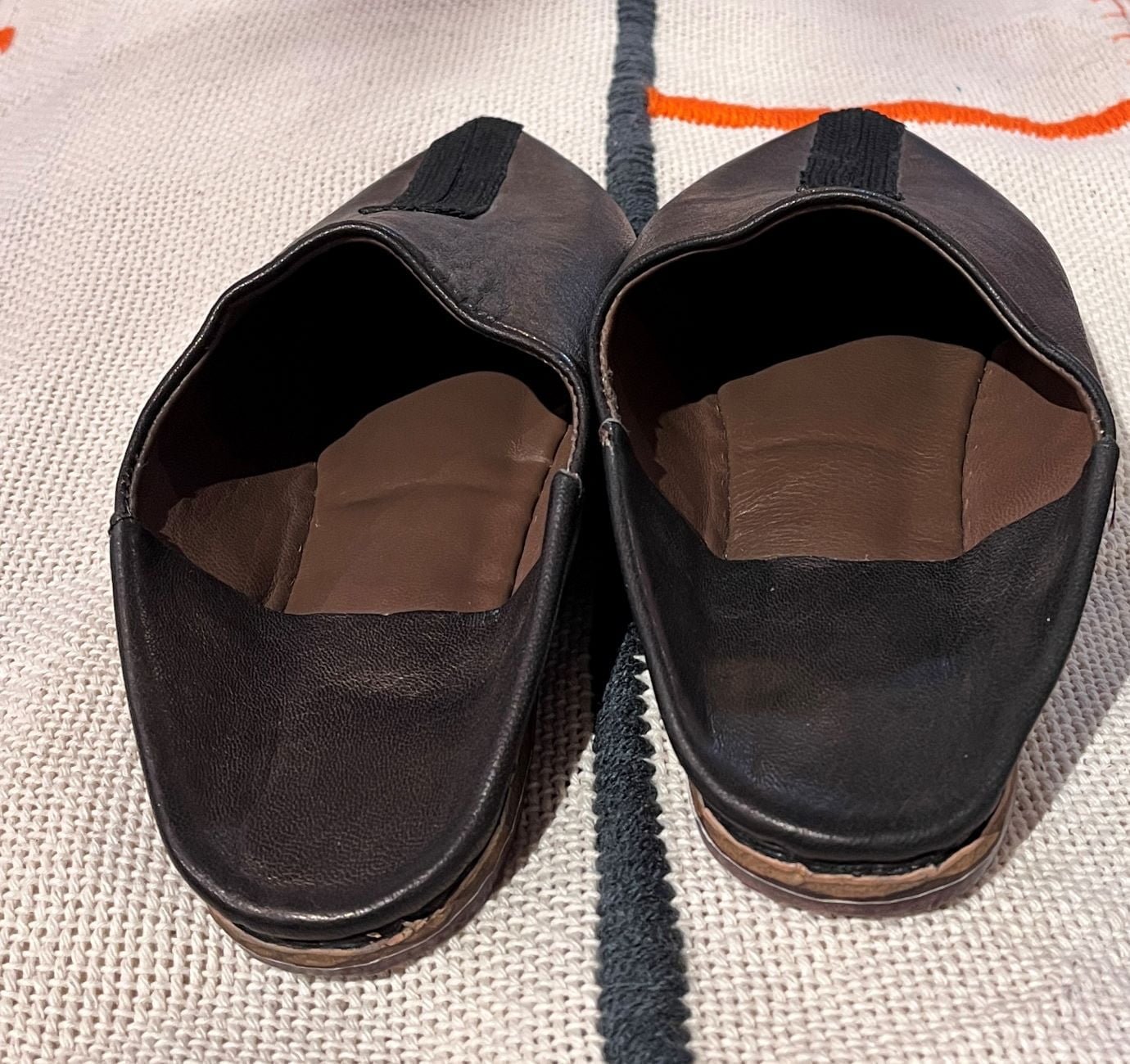 moroccan black slipper women's shoes3 babouches femme cuir noir