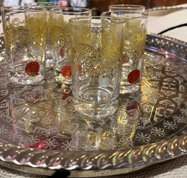 Moroccan gold tea glasses montreal1