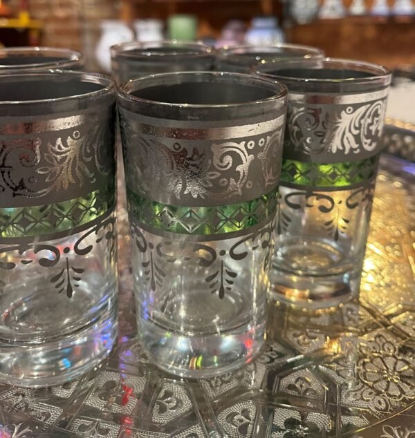 Moroccan serving silver tea glasses