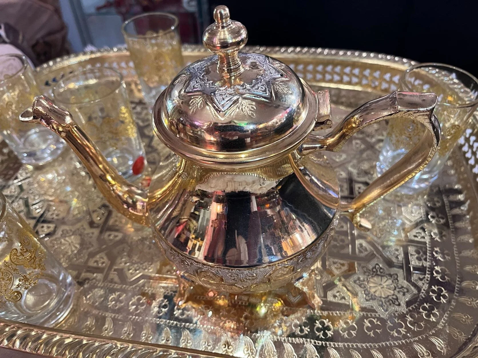 gold silver teapot