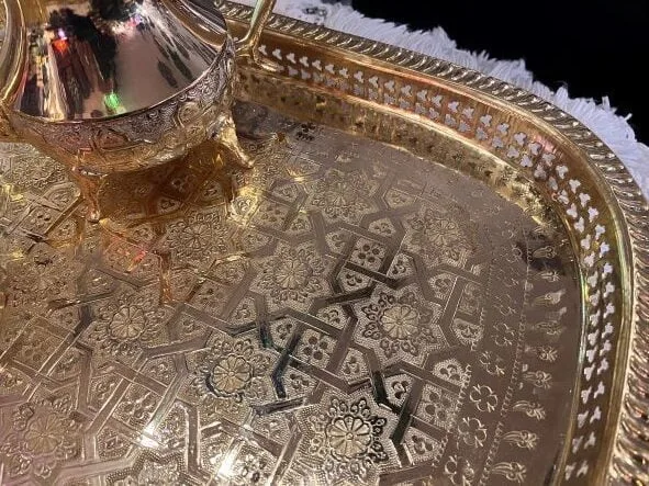 fine work by Moroccan artisan on this Moroccan tray