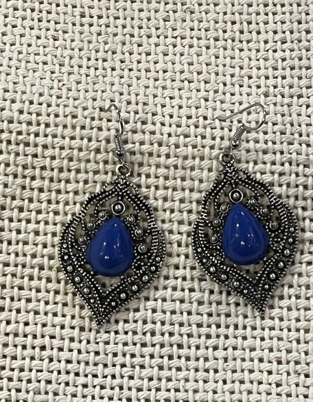 blue earrings with zircon stone