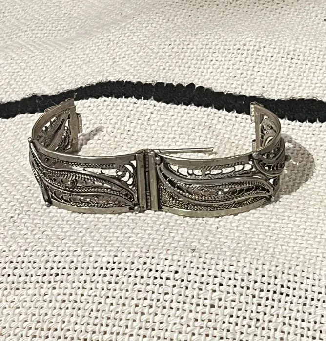Moroccan silver filigree bracelet