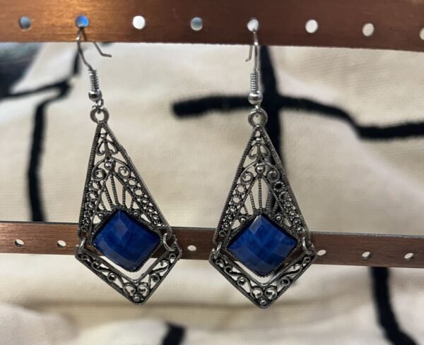 Moroccan dangle earrings blue stone