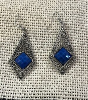 blue dangle earrings stone2 boucles oreilles couleur bleu longues