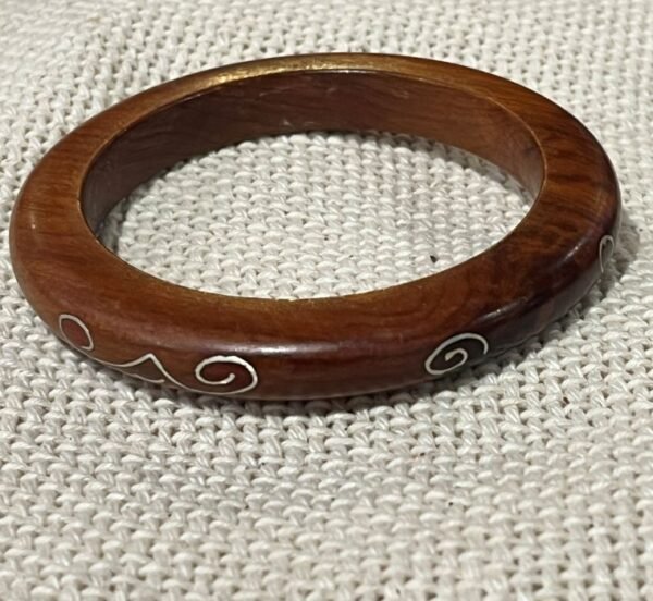 burl wood silver wire inlay bracelet