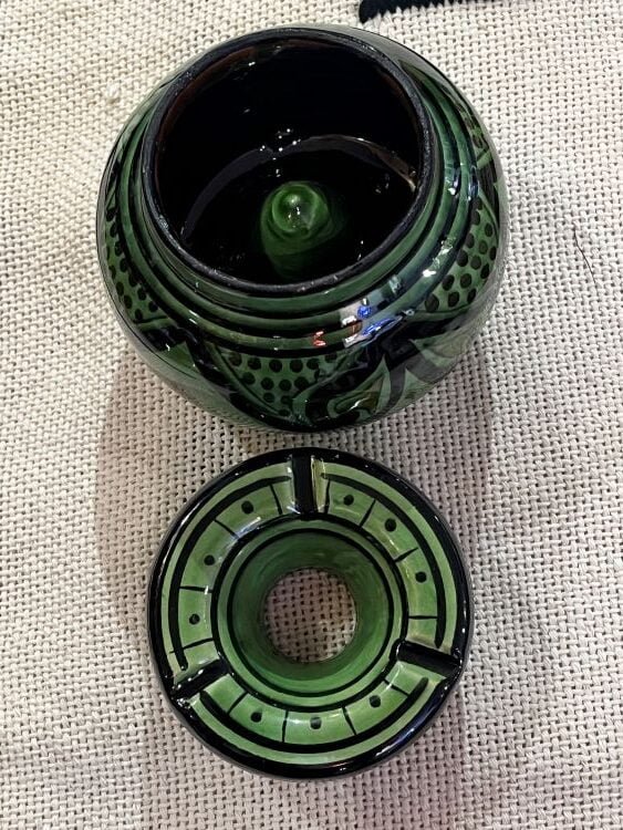 Green ceramic ashtray