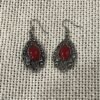 sterling silver dangle red earrings boucles oreilles rouges et argent