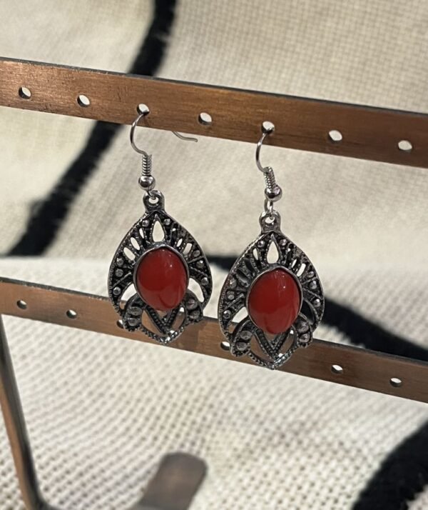 sterling silver dangle red earrings