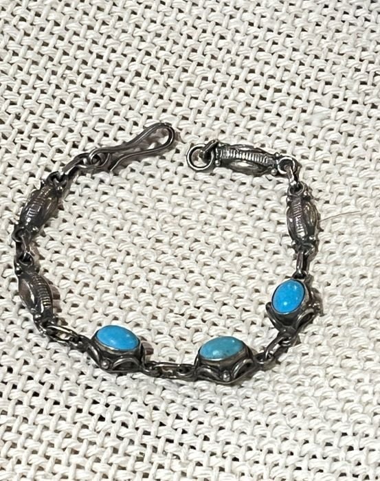 sterling silver genuine turquoise bracelet