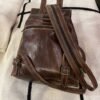 Dark brown genuine leather backpack 1