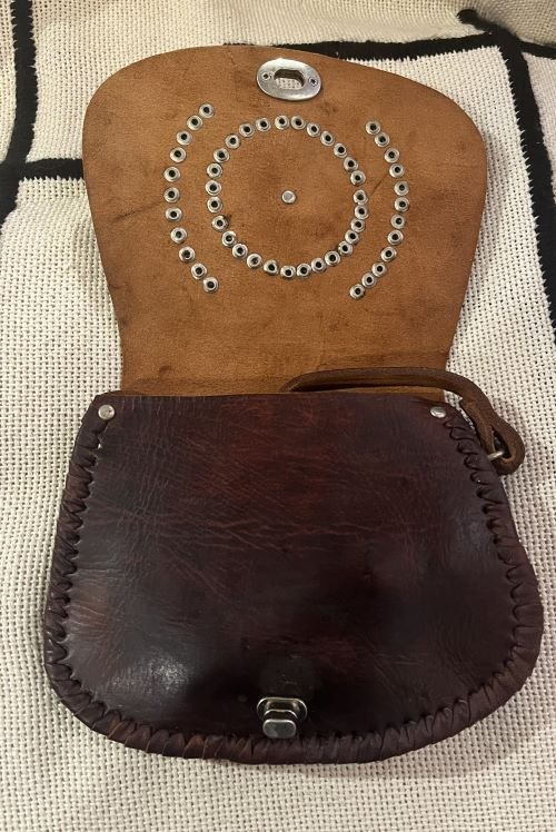 brown leather bag with vintage look