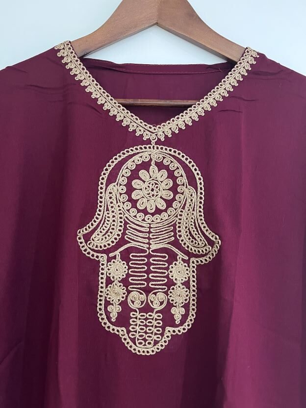 red Hamsa embroidered caftan1 hamsa hand clothing