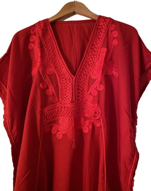 loose red kaftan dress