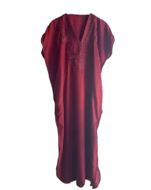 caftan-interieur-femme-marocain-face red kaftan fpr women made of cotton