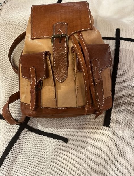 Leather two tone backpack