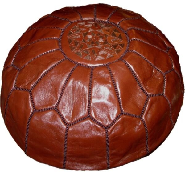 Moroccan leather pouf ottoman