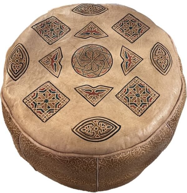 pouf marocain en cuir tan