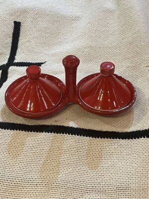 Moroccan handmade red tagine Double Spicer Salt & pepper Moroccan red tagine double