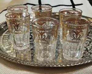 gold moroccan tea glasses