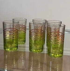 green moroccan tea glasses