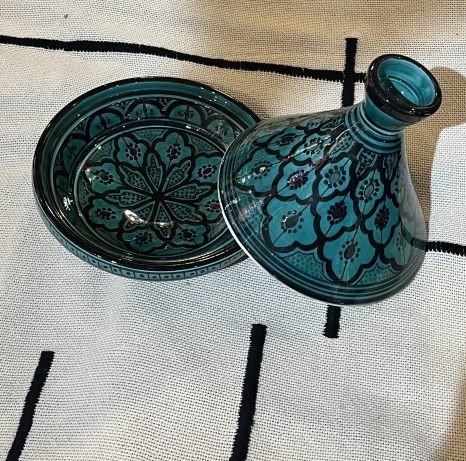 handmade blue green tagine