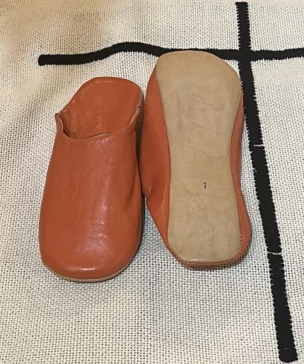 Moroccan mules shoes leather pumpkin