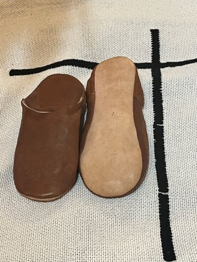 brown slippers leather woman