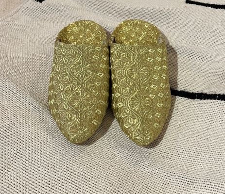 gold Moroccan slippers women