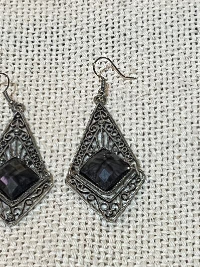 These black earrings made from sterling silver