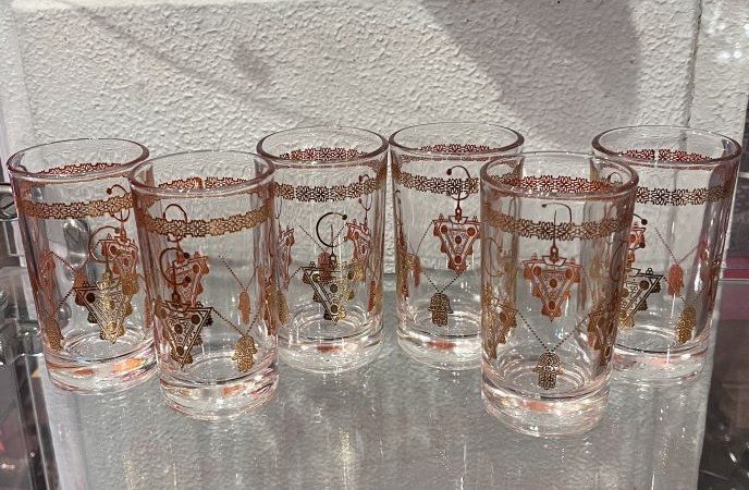 hamsa gold tea glasses