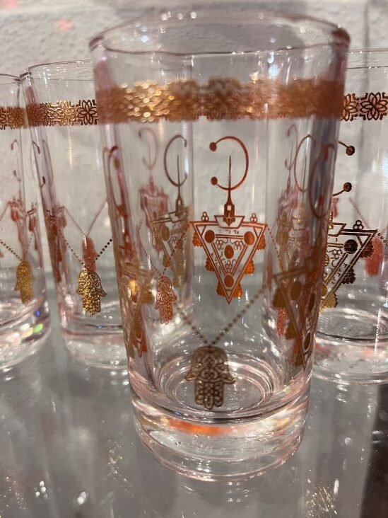 verres dorees avec main de fatima