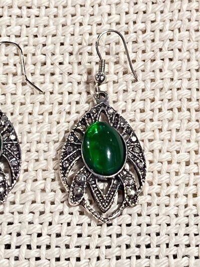 green stone earrings