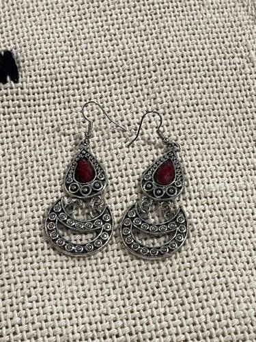 red dangle earrings