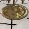 Moroccan brass table with folded wood legs