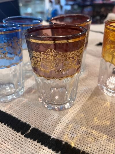 gold colored tea glasses