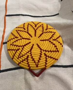 Moroccan woven wool wicker wall plate1 Moroccan woven wool wicker wall plate