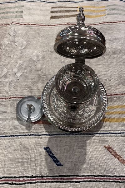 oud burner metal silver from morocco