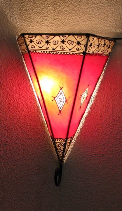 red leather sconce from morocco