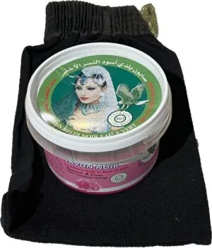 savon noir et gant exfoliation