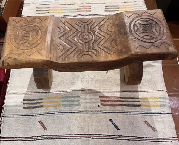 handmade Berber wooden carved bench
